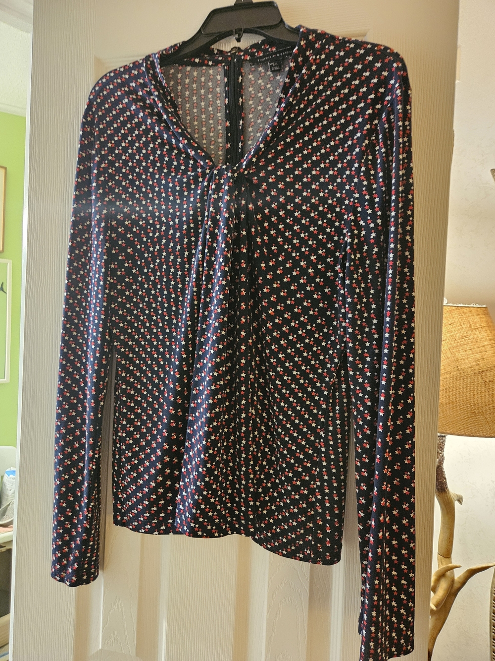 Tommy Hilfiger Navy Long-Sleeve Floral Tie-Front Top